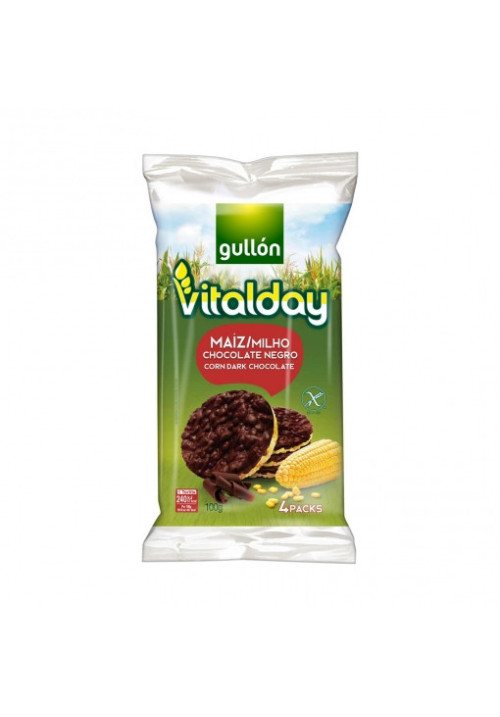Gullón Vitalday Tortitas de maíz con chocolate negro  sin gluten 100 grs