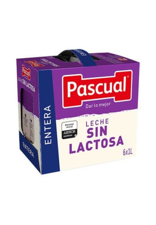 Leche entera Pascual sin lactosa 1 lt Pack x 6