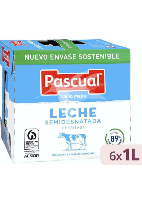 Leche Semidesnatada Pascual lt Pack x 6
