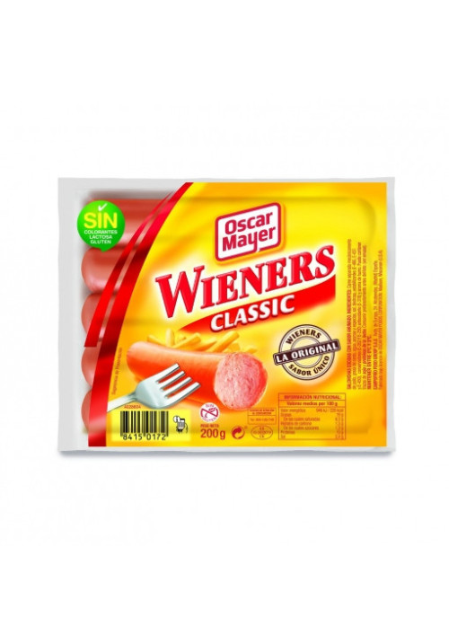 Salchichas classic Wieners Oscar Mayer sin gluten 200 grs