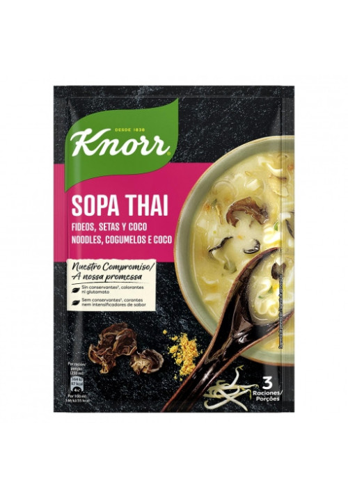 Sopa Thai de fideos, setas y coco Knorr 